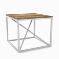 Industrial custom-made coffee table - Aston X, white frame, top: ancient oak