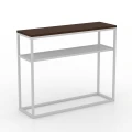 Industrialna konsola z półką z metalowej siatki - Kanna; biały stelaż, blat Dąb Palermo Ciemny