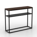 Industrialna konsola z półką z metalowej siatki - Kanna;  czarny stelaż, blat Dąb Palermo Ciemny