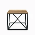 Industrial custom-made coffee table - Aston X, black frame, top: ancient oak