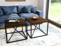 Industrial custom-made coffee table - Aston X, black frame, top: palermo dark oak