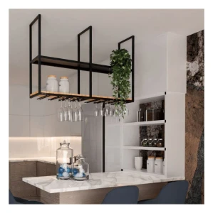 Półka kuchenna w stylu loft z uchwytami na kieliszki - Glasso