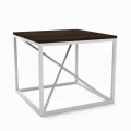 Industrial custom-made coffee table - Aston X, white frame, top: palermo dark oak