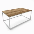 Industrial coffee table Newtown, white frame, Ancient Oak table top