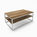Industrial coffee table with a shelf - Newtown; white frame, Ancient Oak table top