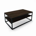 Industrial coffee table with a shelf - Newtown; black frame, Palermo Dark Oak table top