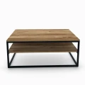 Industrial coffee table with a shelf - Newtown; black frame, Ancient Oak table top