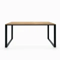 Industrial dining table Loftwood, black frame, top: ancient oak