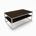 Industrial coffee table with a shelf - Newtown; white frame, Palermo Dark Oak table top