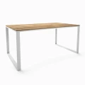 Industrial dining table Loftwood, white frame, top: ancient oak