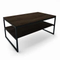 Industrial custom-made coffee table - Dover with a shelf; black frame, top palermo dark oak