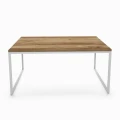 Industrial custom-made coffee table Dover, white frame, top ancient oak