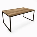 Industrial custom-made coffee table Dover, black frame, top ancient oak