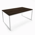 Industrial custom-made coffee table Dover, white frame, top palermo dark oak