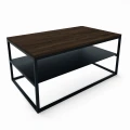 Industrial custom-made coffee table with a metal shelf -Trenton, black frame, top:  palermo dark oak