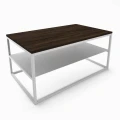 Industrial custom-made coffee table with a metal shelf -Trenton, white frame, top:  palermo dark oak