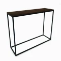 Industrial custom-made console table Merrion, black frame, top palermo dark oak