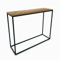 Industrial custom-made console table Merrion, black frame, top ancient oak