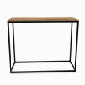 Industrial custom-made console table Merrion, black frame, top ancient oak
