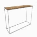 Industrial custom-made console table Merrion, white frame, top ancient oak