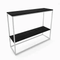 Industrial console table - Merrion with a shelf, white frame, top: palermo dark oak