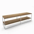 Industrial console with RTV shelf Vibo, white frame, top: ancient oak