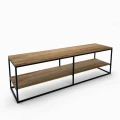 Industrial console with RTV shelf Vibo, black frame, top: ancient oak