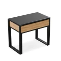 Zestaw stolików kawowych z szafką na wymiar - Andora ; czarny stelaż, szafka hikora naturalna Egger
