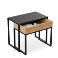 Zestaw stolików kawowych z szafką na wymiar - Andora ; czarny stelaż, szafka hikora naturalna Egger