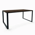 Industrial dining table Loftwood, black frame, top: palermo dark oak