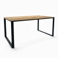 Industrial dining table Loftwood, black frame, top: ancient oak