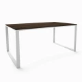 Industrial dining table Loftwood, white frame, top: palermo dark oak