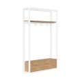 Regał do przedpokoju z szafką i haczykami, na wymiar - Canttar, szafka hikora naturalna, biały stelaż