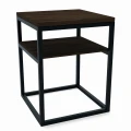 Industrial bedside table with shelf Colton, black frame, top: palermo dark oak
