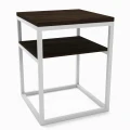 Industrial bedside table with shelf Colton, white frame, top: palermo dark oak