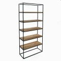 Industrial custom-made rack - Newtown,  black frame, tops: Ancient Oak