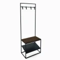 Industrial hanger with seat - Medford, black frame, top: Palermo Dark Oak