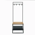 Industrial hanger with seat - Medford, black frame, top: Ancient Oak