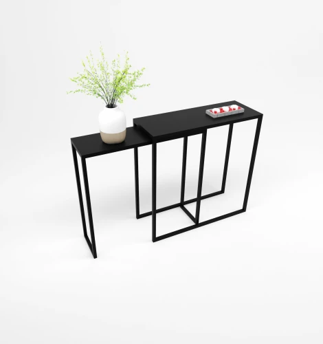 Zestaw rozsuwanych metalowych konsoli - Minima; czarny mat struktura RAL 9005.png