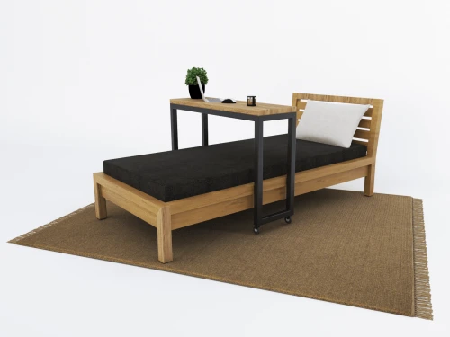 Arran - nadstawka na łóżko w stylu loft; blat dąb Pradawny; stelaż RAL 9005