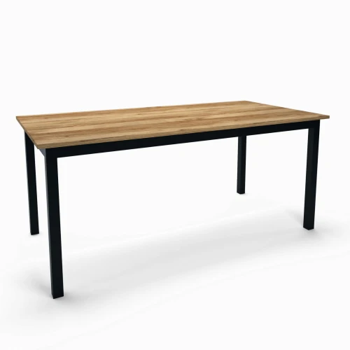 Industrial dining table Sligo, black frame, top: ancient oak
