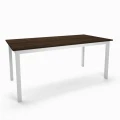 Industrial dining table Sligo, white frame, top: palermo dark oak