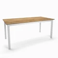 Industrial dining table Sligo, white frame, top: ancient oak