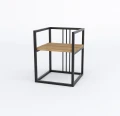 Industrialny stolik nocny z półką Mossina; stelaż czarny mat RAL 9005