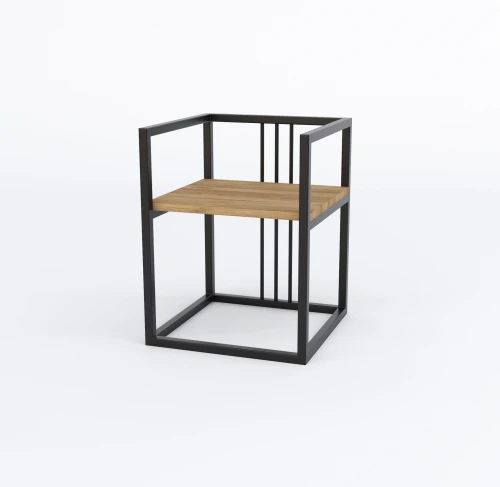 Industrialny stolik nocny z półką Mossina; stelaż czarny mat RAL 9005