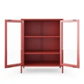 Czerwona metalowo szklana witryna - Gina Modern