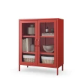Czerwona metalowo szklana witryna - Gina Modern