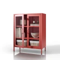 Czerwona metalowo szklana witryna - Gina Modern