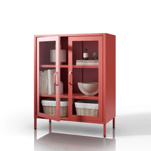 Czerwona metalowo szklana witryna - Gina Modern