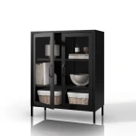 Czarna metalowo szklana witryna - Gina Modern 